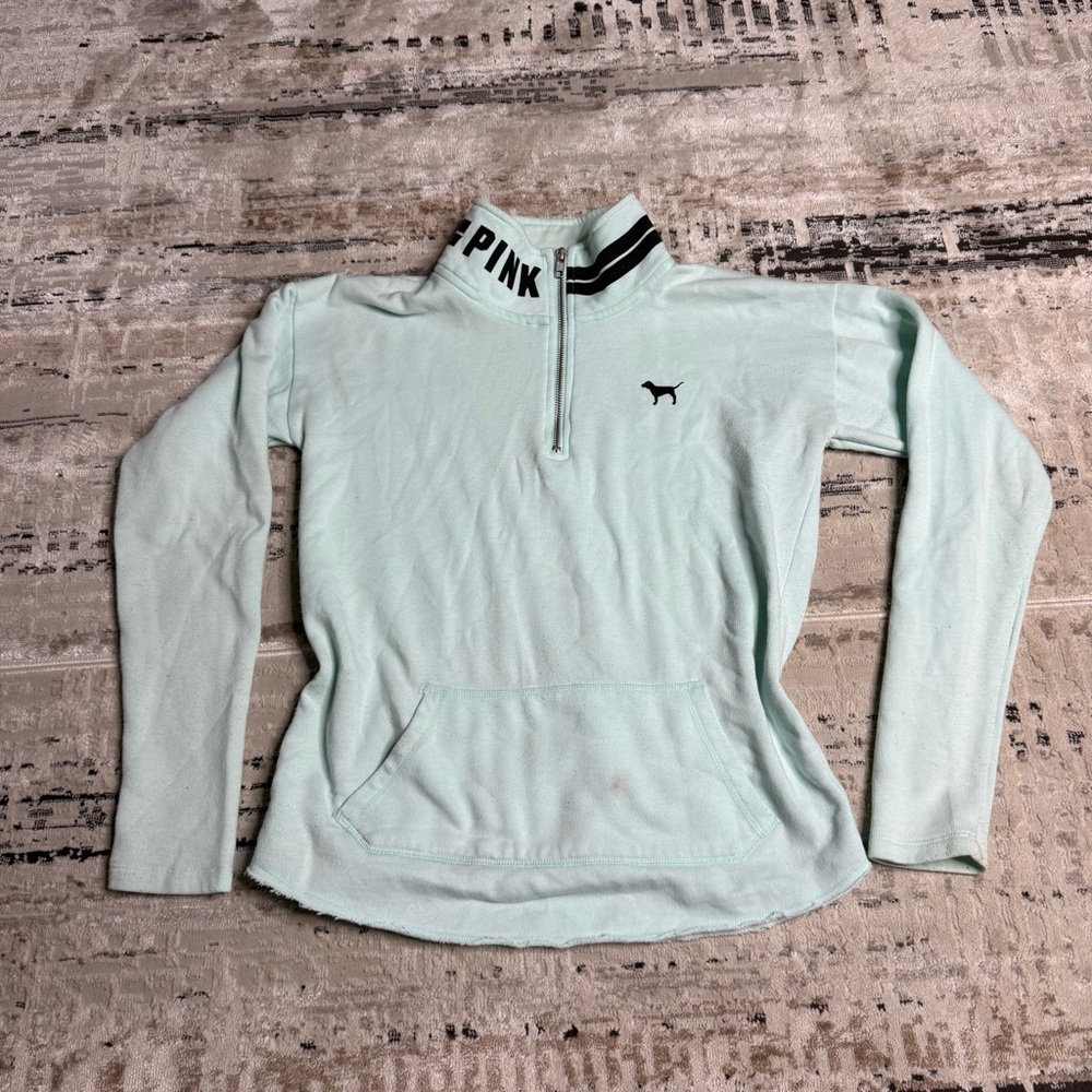 PINK Victoria's Secret Light Green Quarter-Zip